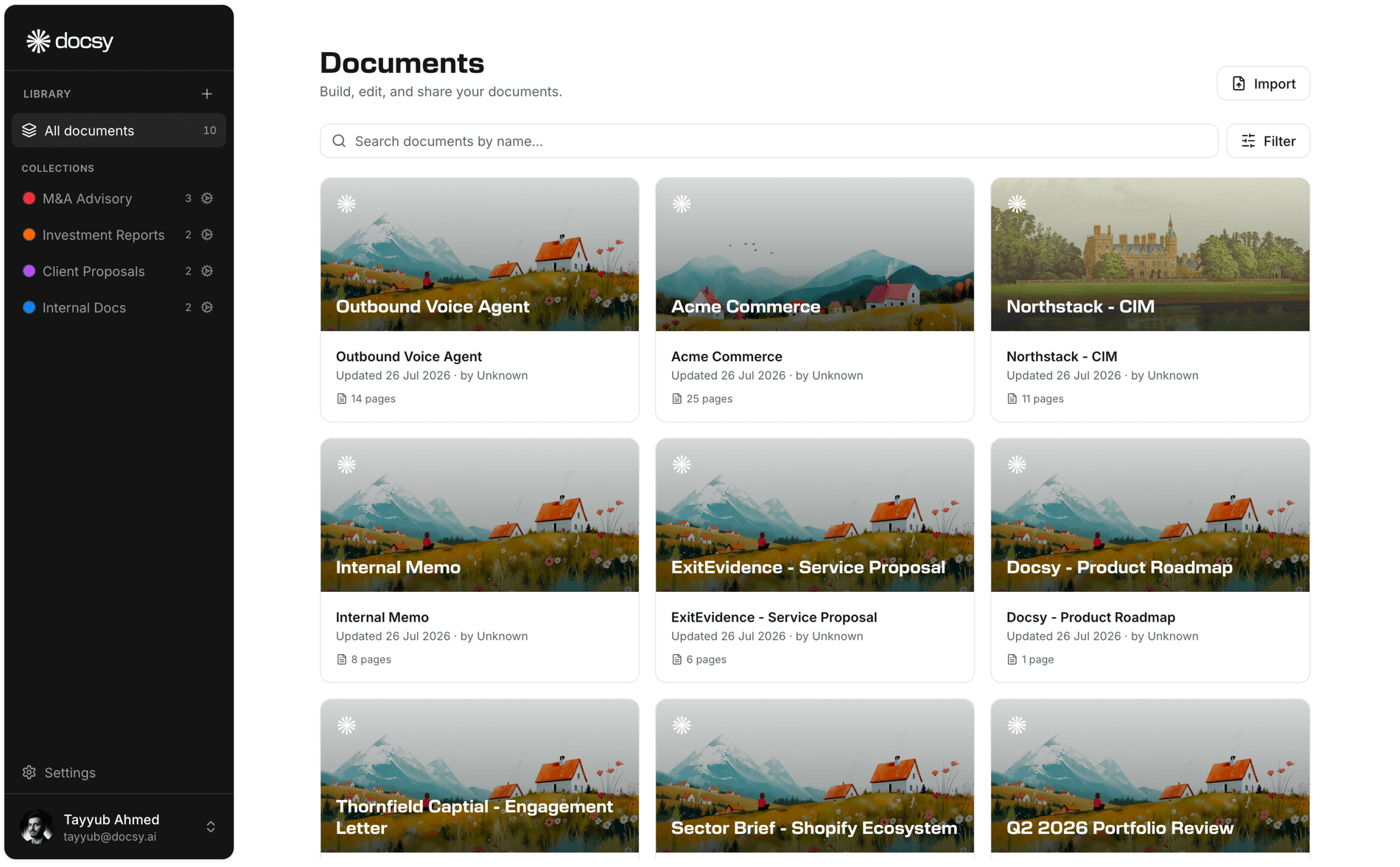 The Docsy dashboard